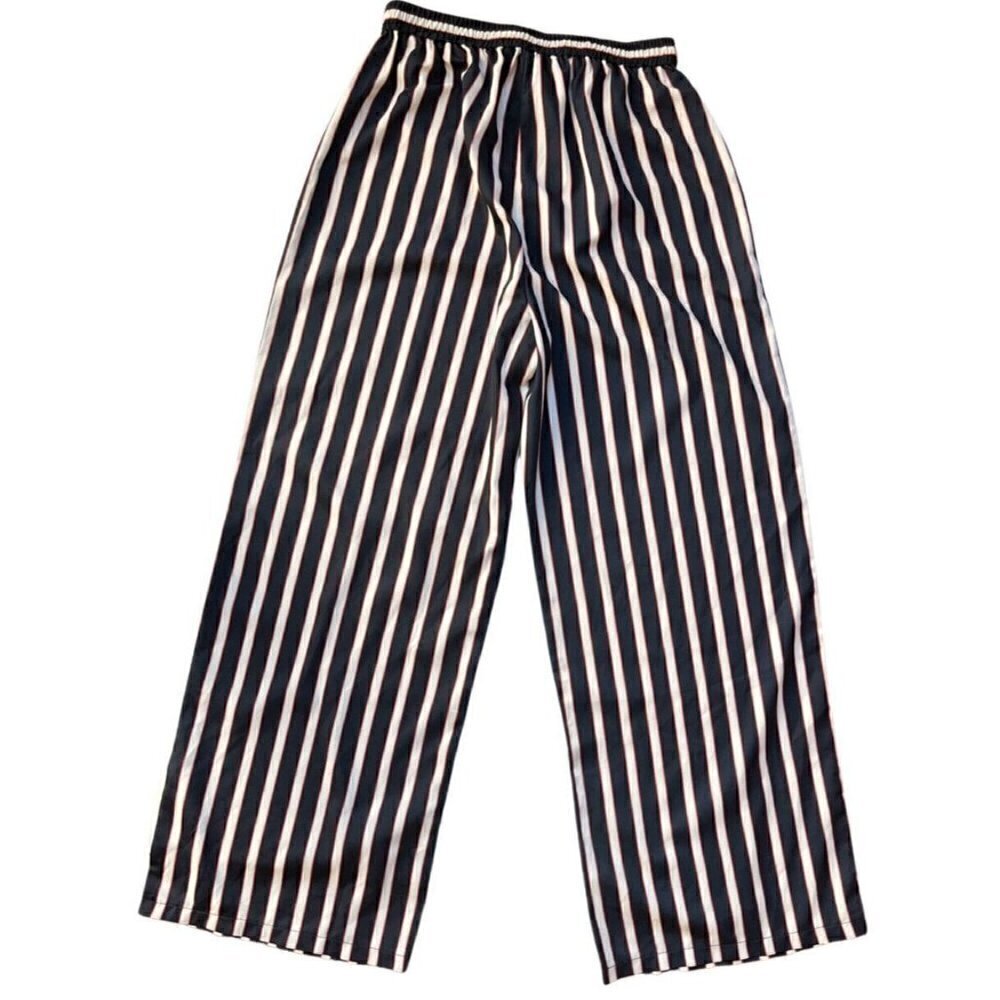 Madisonne Womens Blue Striped Drawstring Wide leg Pants Size S - Picture 10 of 14